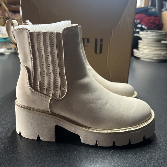 Dream Pairs Shoes - Elastic Chelsea Ankle Boots Fashion Low Chunky Heel Platform Short Booties 7.5